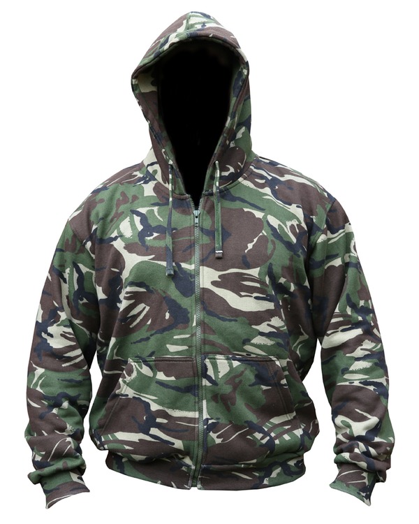 Mens Hooded Full Zip Top Hoodie Military Combat Army DPM Camo Fleece ...