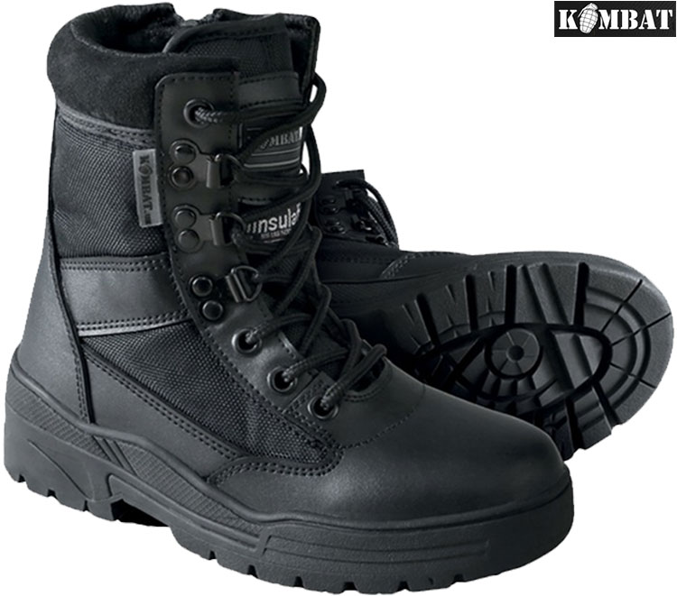 Kids Childrens Combat Patrol Black Leather Hiking Cadet Boots Army ...