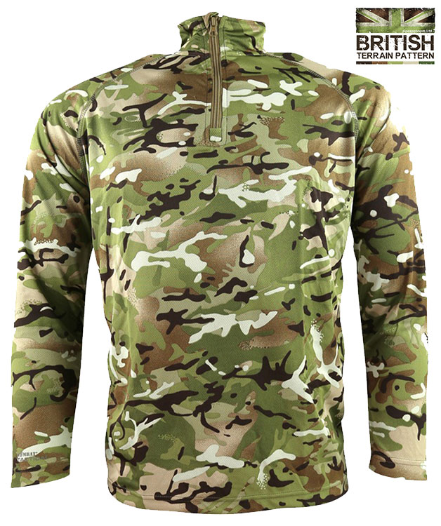 Mens Army Military Operators Mesh Tactical Top Zip Neck Long Sleeve T